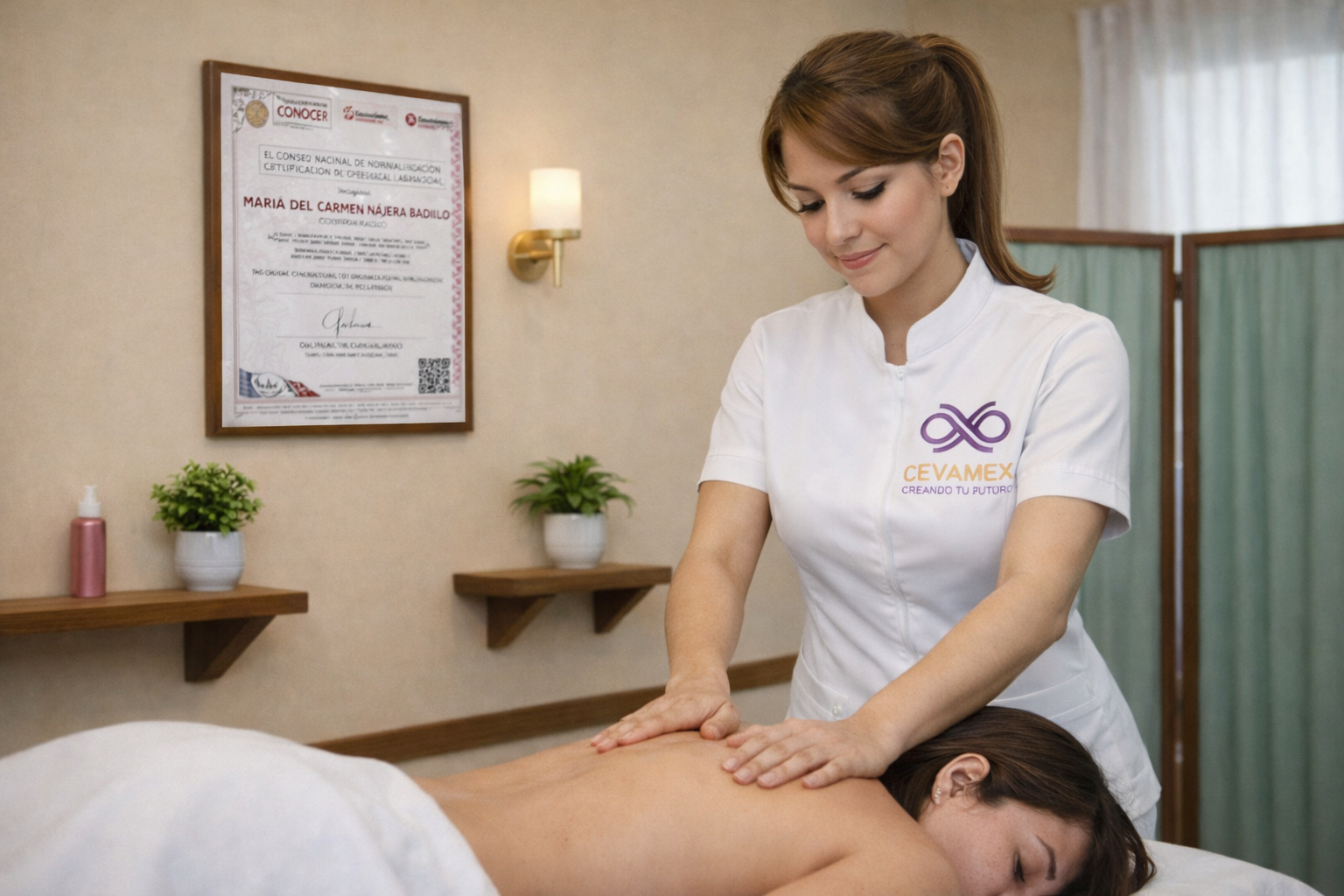 Terapeuta dando masaje holístico